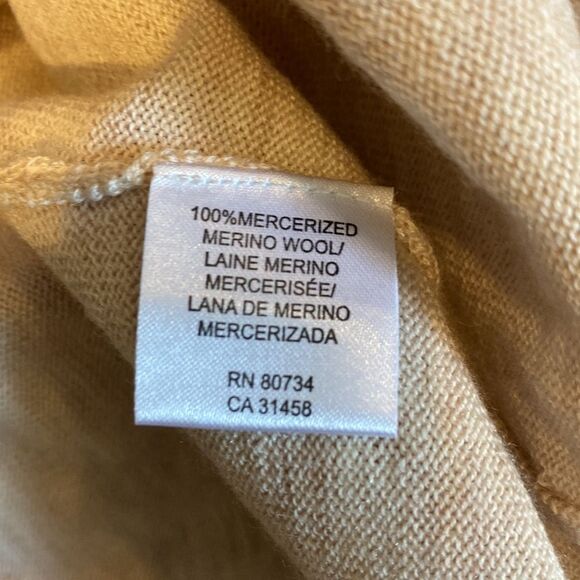 BCBG Maxazria Medium Short Dress. Cropped sleeves. Wide crewneck. Tan. - Picture 8 of 9